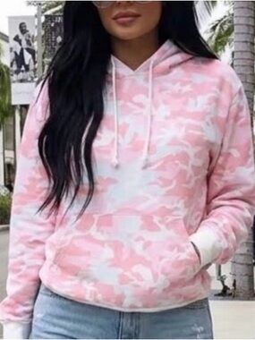Kylie Jenner Pink Camo Hoodie Sweatshirt